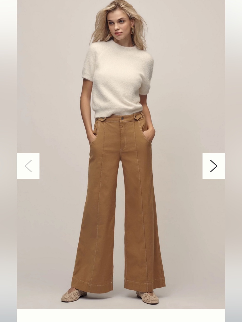 Maeve High-Waist Wide Leg Pants in Camel Brown from Anthropologie